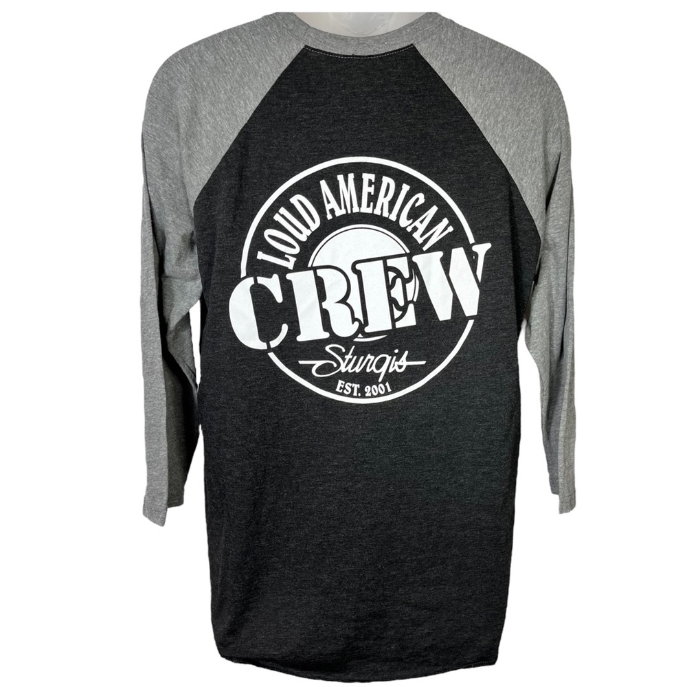 Jack Daniel’s Gray Raglan Soft Comfort T-Shirt Loud American Crew Sturgis Large - Picture 4 of 6